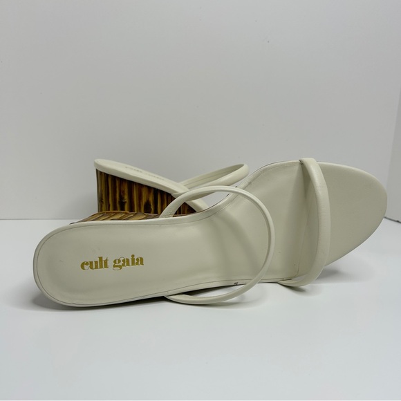 Cult Gaia Eva Leather Wedge Slide Sandals white sz 40 New - Picture 3 of 10